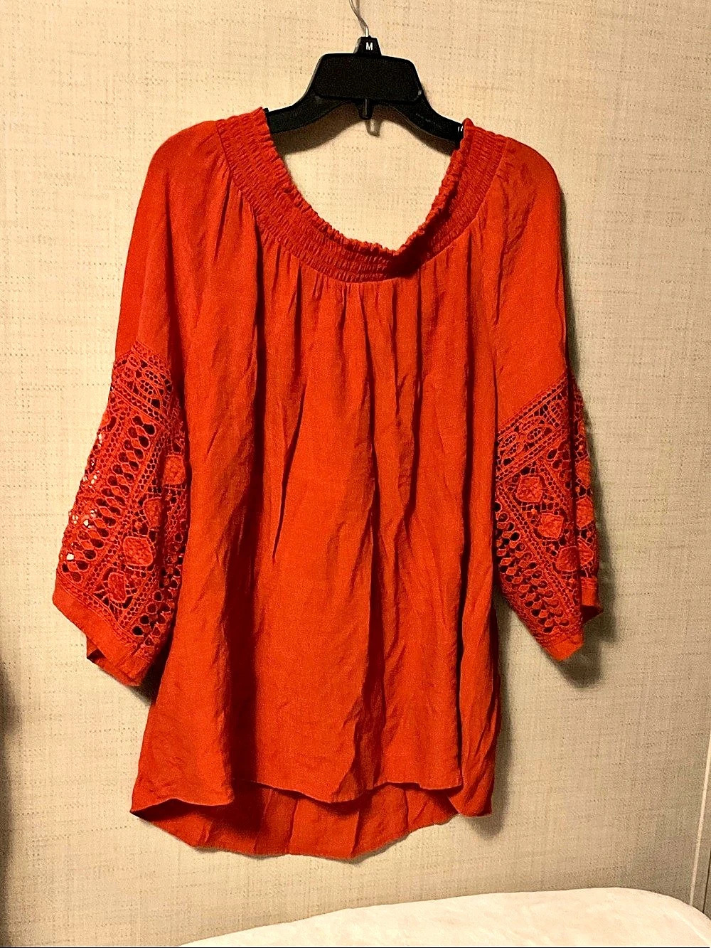 Est. 1946 Orange Crochet Sleeve Blouse Size 18/20W